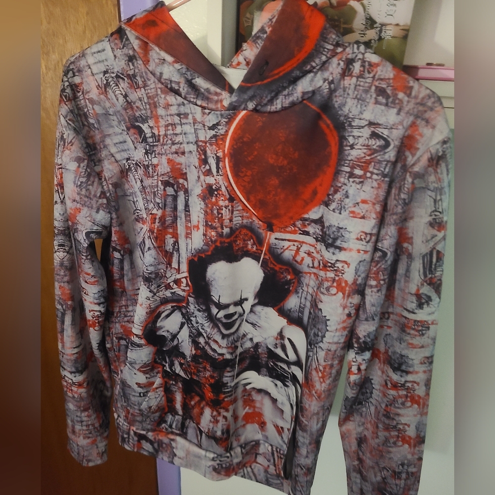 Horror Clown Graphic Hoodie "IT" Size Medium